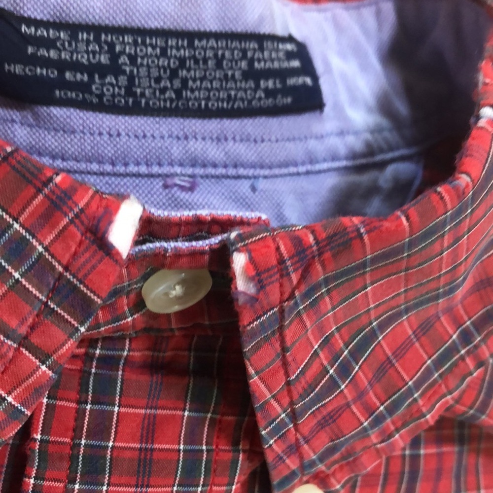 Tommy Hilfiger Button Front Shirt Red Plaid Medium - Picture 7 of 8